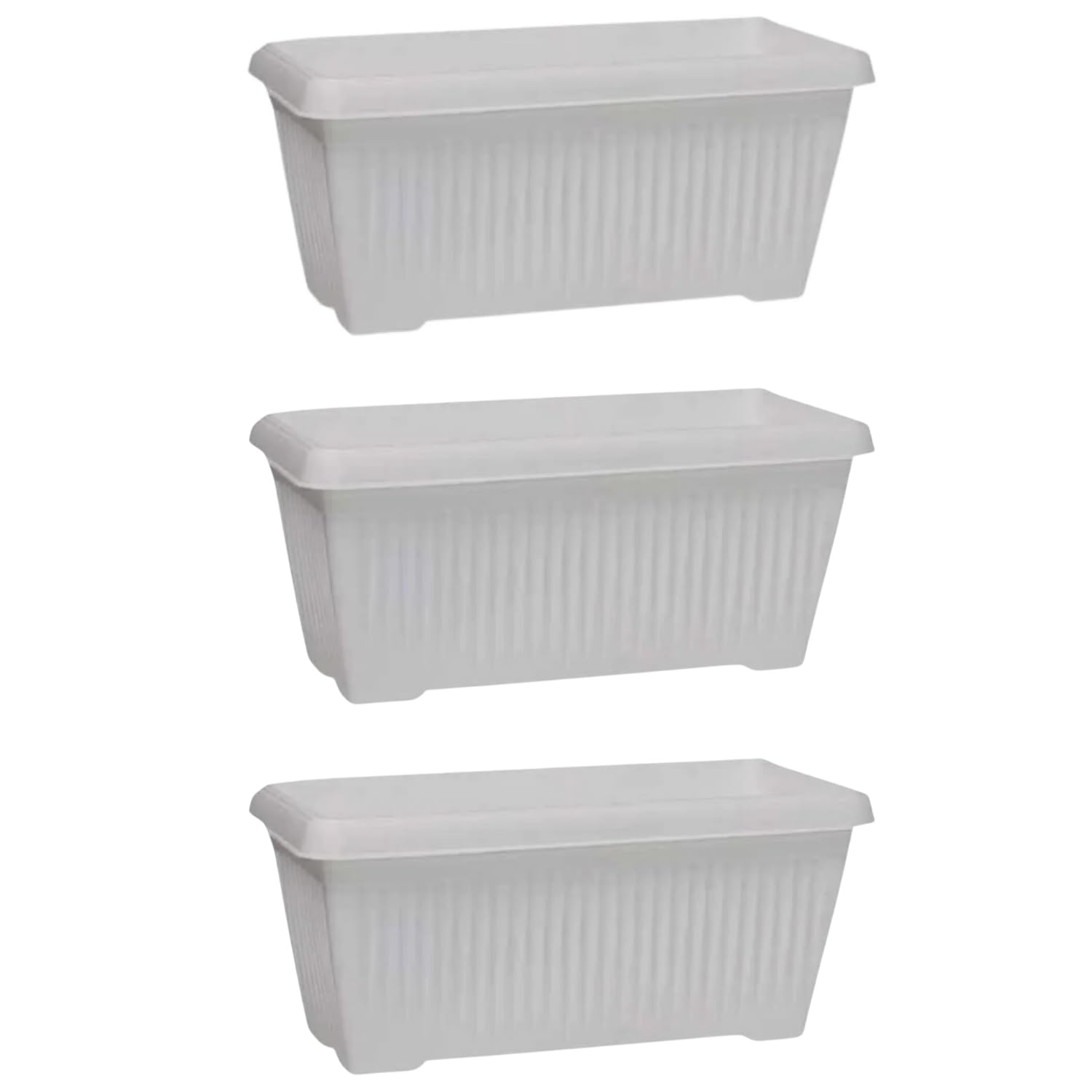 Hug A Plant | Bello Rectangle 30CM Planters for Home Gardening Pots for Gardens | Flower Pots for Home & Garden (Pack of 3) (30CM | 11INCH) (White) Hug A Plant | Bello Rectangle 30CM Planters for Home Gardening Pots for Gardens | Flower Pots for Home & Garden (Pack of 3) (30CM | 11INCH) (White)