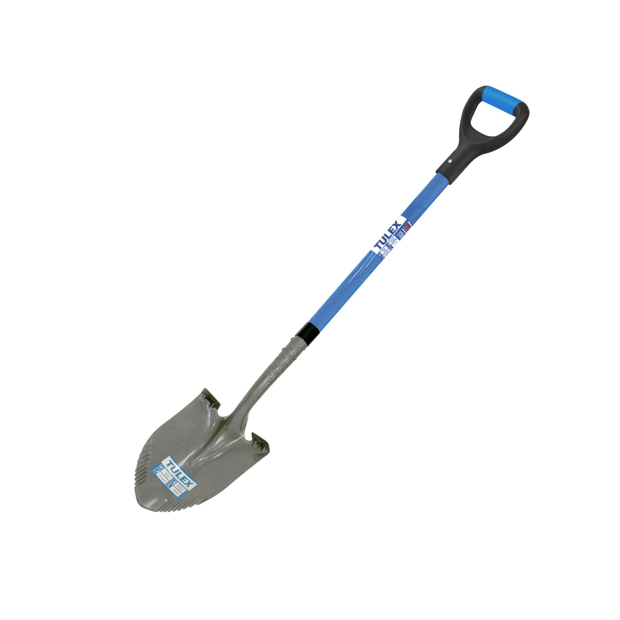 Tulex Digging Round Point Shovel 0011905 with Fiberglass Ergonomic No-Slip D-Grip Handle Garden Shovel Heavy Duty Shovel, 43 Inches