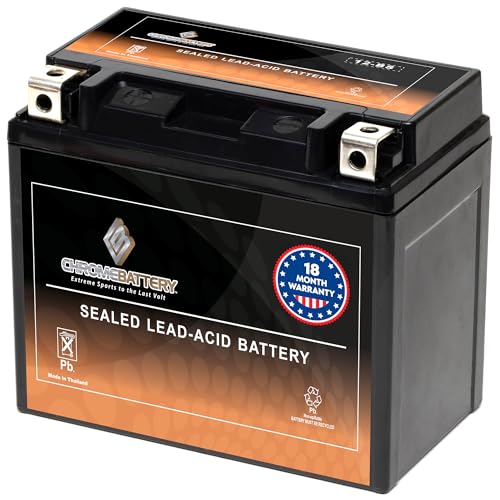 Image of CB CHROMEBATTERY YTX12-BS 12 V 180 CCA AGM - Maintenance-Free 12 Ah Battery for ATV, Motorcycle, Scooter, Jet Ski - T3 Nut & Bolt - Fits Honda CBR600, Yamaha V-Star 1100, Polaris Sportsman 400