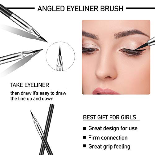 12 Pieces Angled Eyeliner Brush Tint Brush Gel Liquid Thin Makeup Tapered Brush Fine Bent Angle Lightweight For Quick Makeup Tool #TOP2