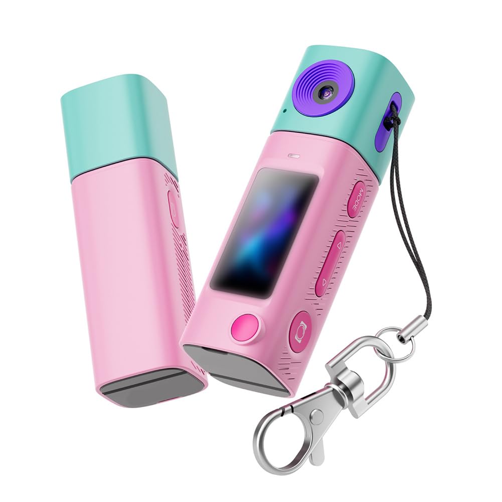 2K 1080HD per mini fotocamera portachiavi, action camera portatile con obiettivo rotante a 270°, regalo premuroso per ragazzi, ragazze, adulti, principianti (grigio)