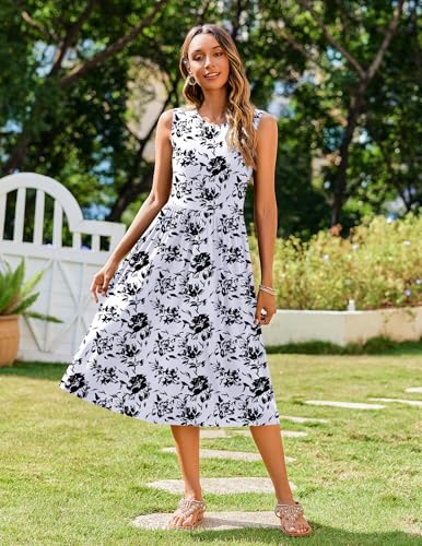 Image of Zeagoo Women's Summer Tank Midi Dress with Pockets Floral Sleeveless A-Line Casual Loose T-Shirt Dresses Beach Sundress 2026
