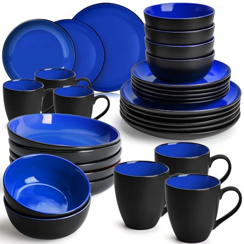 MIAMIO – Geschirrset 6 Personen/Steingut Geschirr Set 30-teilig,...
