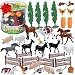 SCS Direct Farm Animal Toys Action Figures 50 Piece Toy Playset - 15 Unique Barnyard Animals and Accessories- Includes Cows, Horses, Chickens, Pigs and More