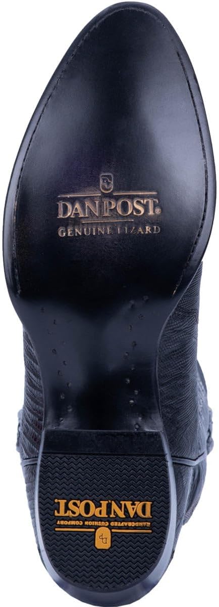 Dan Post Mens Winston Lizard Embroidered Round Toe Pull On Dress Boots Mid Calf - Black