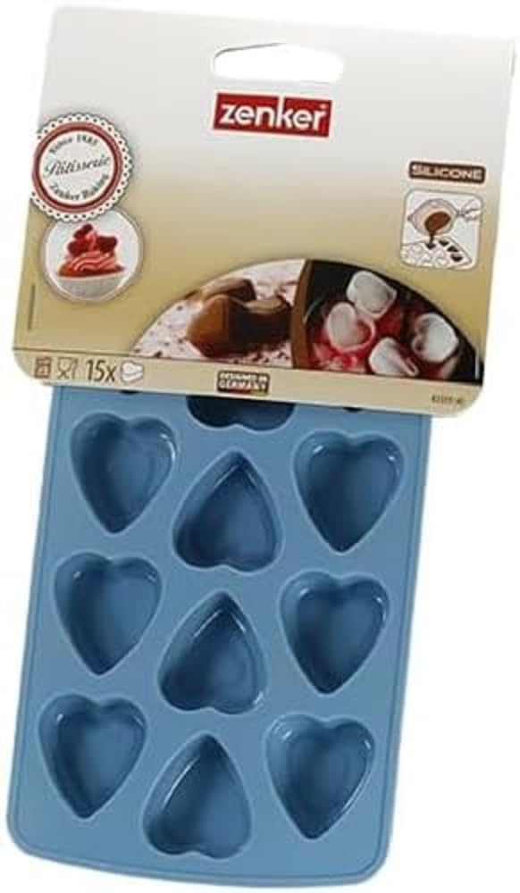 Zenker CANDY chocolate praline mold, heart or star shape - not freely selectable, silicone baking pan, ice cube tray (color cream), quantity 1 piece