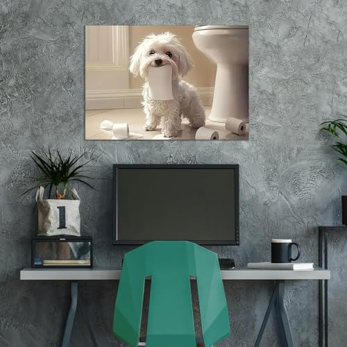 Cuadro de perro divertido en el váter: decora tu baño con este lienzo de 20x30cm 4