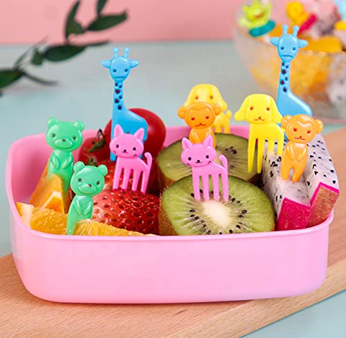 10 Mini Tenedores De Frutas De Animales Lindos De Dibujos Animados