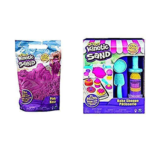 Kinetic Sand The Original Moldable Sensory Play Sand, Pink, 2 Pounds and Kinetic Sand, Bake Shoppe Playset with 1lb of Kinetic Sand and 16 Tools and Molds, for Ages 3 and Up