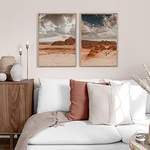 Toile peinture boho 2 pièces de 40x60cm aux motifs de nature sauvage et désert épuré