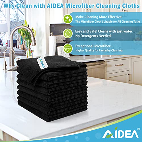 Aidea Microfiber Cleaning Cloth-8Pk, Multi-Purpose & Absorbent Microfiber Cleaning Towel, Lint-Free Streak-Free, Premium Microfiber Cloth For Cleaning Kitchen, Bathroom, Glass, 12" X 12" #TOP1