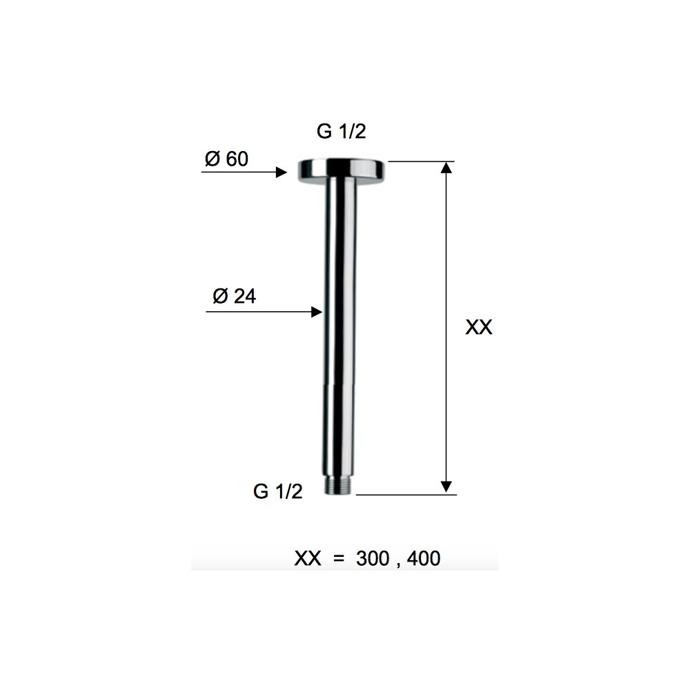Remer - Braccio Doccia da SOFFITTO 50 cm - 347N50