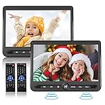 10.5" Dual Portable DVD Player, Arafuna Rechargable Car Screen Play A Same or Two Different Movies, Headrest for Car with 5-Hour Battery, Support USB/SD, Last Memory