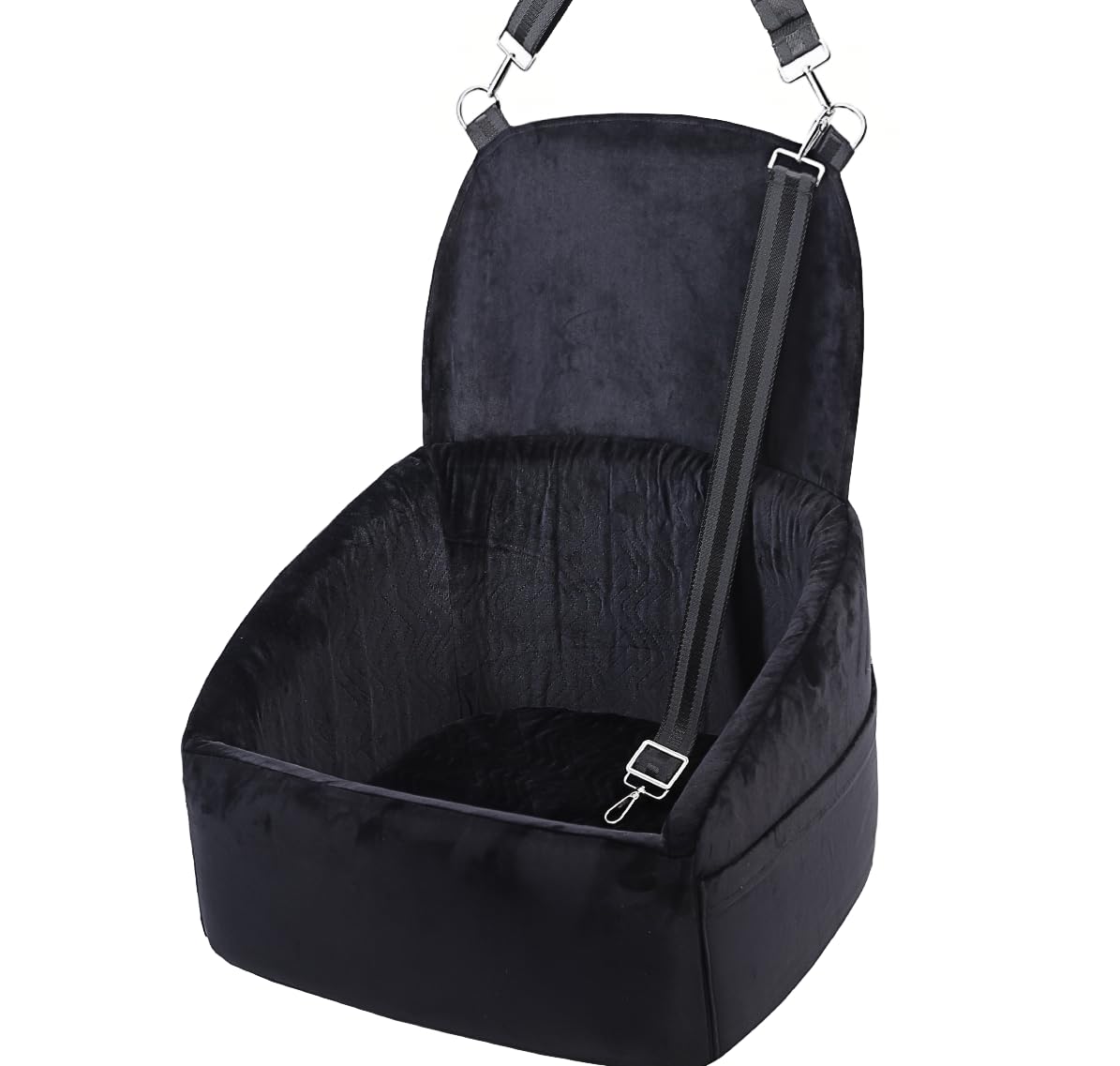 NUPIDA Dog Car Seat for Small Medium Dogs, Dog Booster Seat with Extendable Backrest, Pet Portable Car Seats up to 30 lbs, Washable Travel Bed with Storage Pockets and 2 Safety Leashes, Black