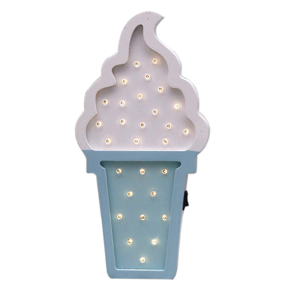 litymitzromq Nursery Night Lights for Kids, LED Beads Night Light Wooden Cartoon Ice Cream Cone Lamp Party Room Decoration for Kids and Adults, Baby Nursery, Birthday Party, Holiday Decor