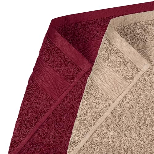 Image of MYTRIDENT Soft Comfort Air Rich Towel 100% Cotton Hand Towel for Daily use, 500 GSM Highly Absorbent Towels for Men /Women, 4Pc Hand Towel Set (41 cm X 66 cm), Acorn and Wine red