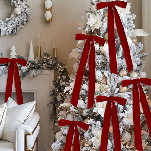 Image of Tsorode 10 Yards Red Velvet Ribbon for Christmas Tree,2 Inch