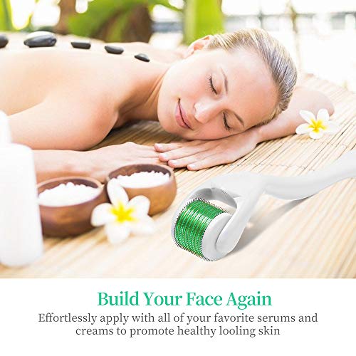 Derma Roller Cosmetic Microdermabrasion Instrument for Face - 540 Titanium Microneedles.25mm - Includes Free Storage Case
