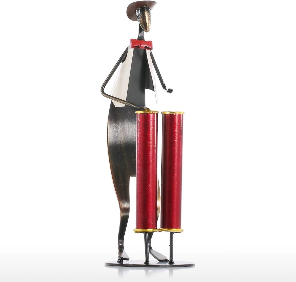 Cowboy Band Trumpet Playing figurine Metal Sculpture Handmade Baking Paint Technology Home Decoration Accessories(Style2)