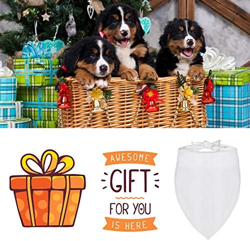 24 Pieces Sublimation Blank Dog Bandanas Solid White DIY Pet Bandanas Triangle Scarf Polyester Pet Heat Transfer Triangle Bibs Kerchief Accessories for Dogs Puppy Cats