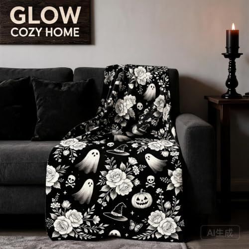 DIY Coloring Polyester Throw Blanket Halloween Outline Design，A - image 5