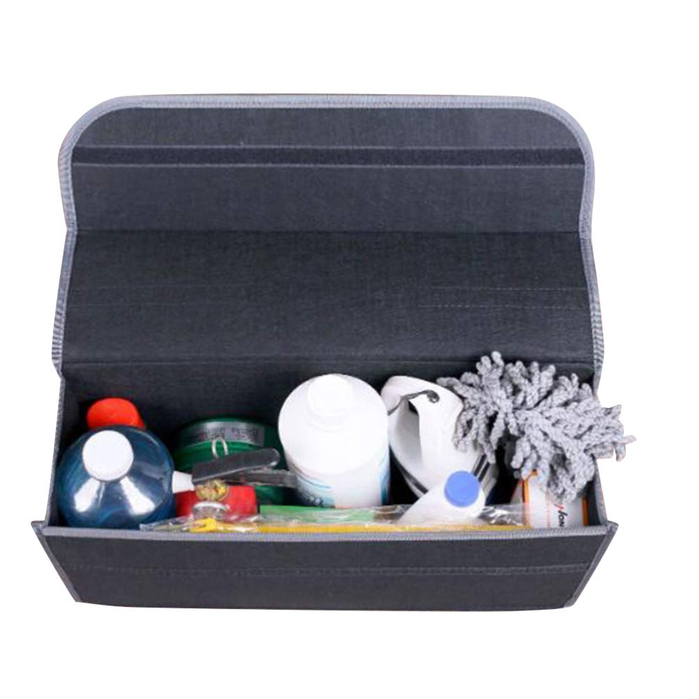 HOMSFOU Felt Car Trunk Storage Pouch with Lid, Tools Organizer Foldable Driving Bag, Non Slip Storage Pouch for Car 1pcs(Black)