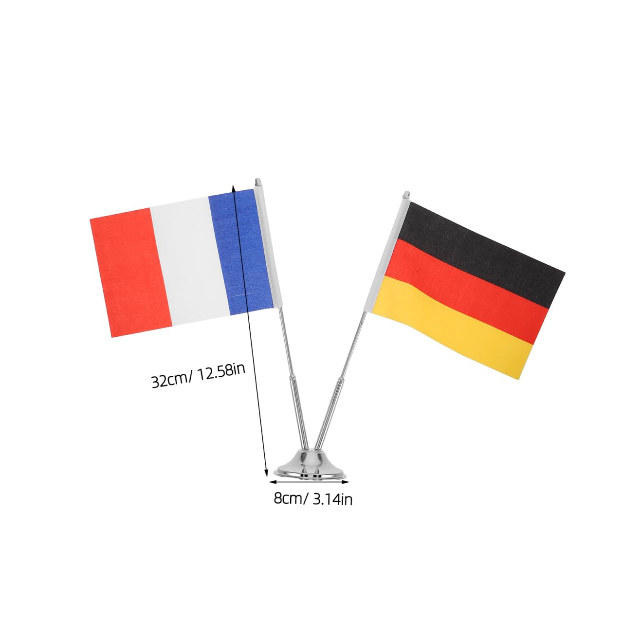 Healeved Tischflaggen Set Deutschland & Frankreich Mit Edelstahl FlaggenstäNder Kleine Tischflagge FüR BüRo Konferenzen Und Besprechungen Schreibtischdekoration