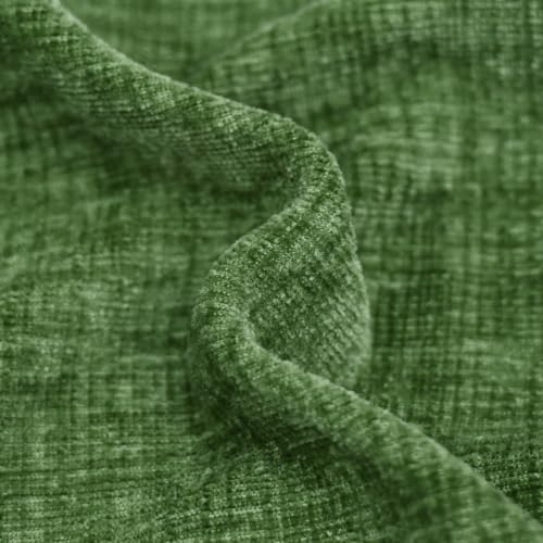 Image of CaliTime Pack of 2 Cozy Throw Pillow Covers Cases for Couch Sofa Home Decoration Solid Dyed Soft Chenille 22 X 22 Inches Forest Green