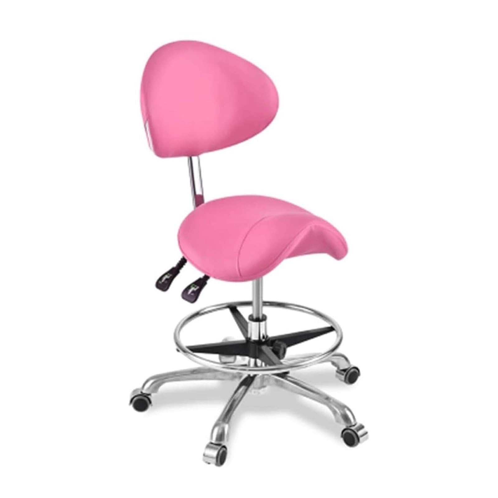METTEOR Saddle Stool Casters Footrest Hydraulic Swivel Saddle Chair 45~60cm Height for Salon Spa Massage Tattoo (Pink One Size)
