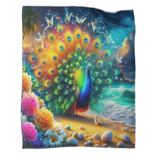 Couverture paon chaude couverture microfibre contre le froid lit