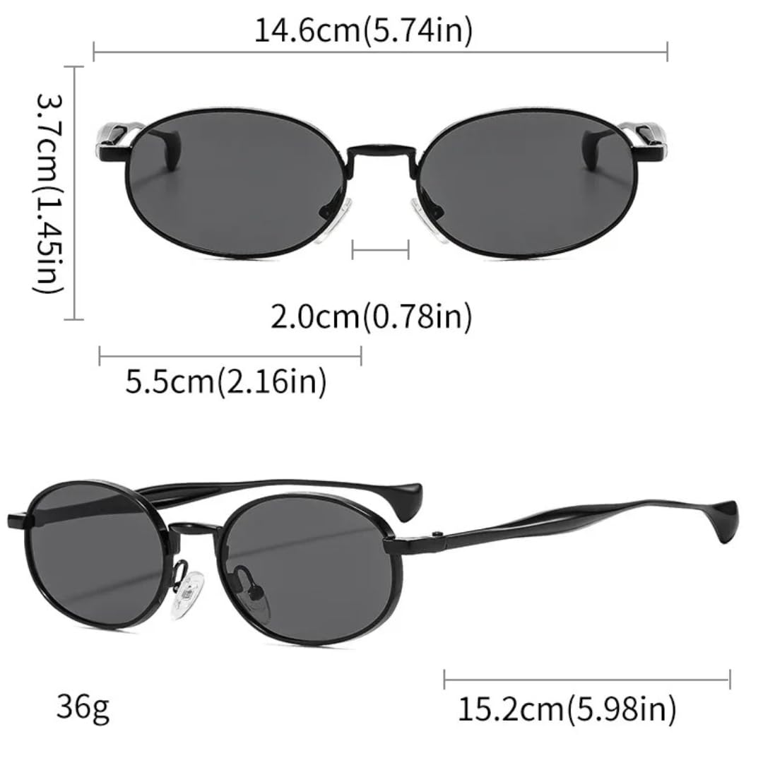 Gafas de sol pequeñas ovaladas estilo Steampunk para hombre, montura metálica retro de lujo, moda femenina.
