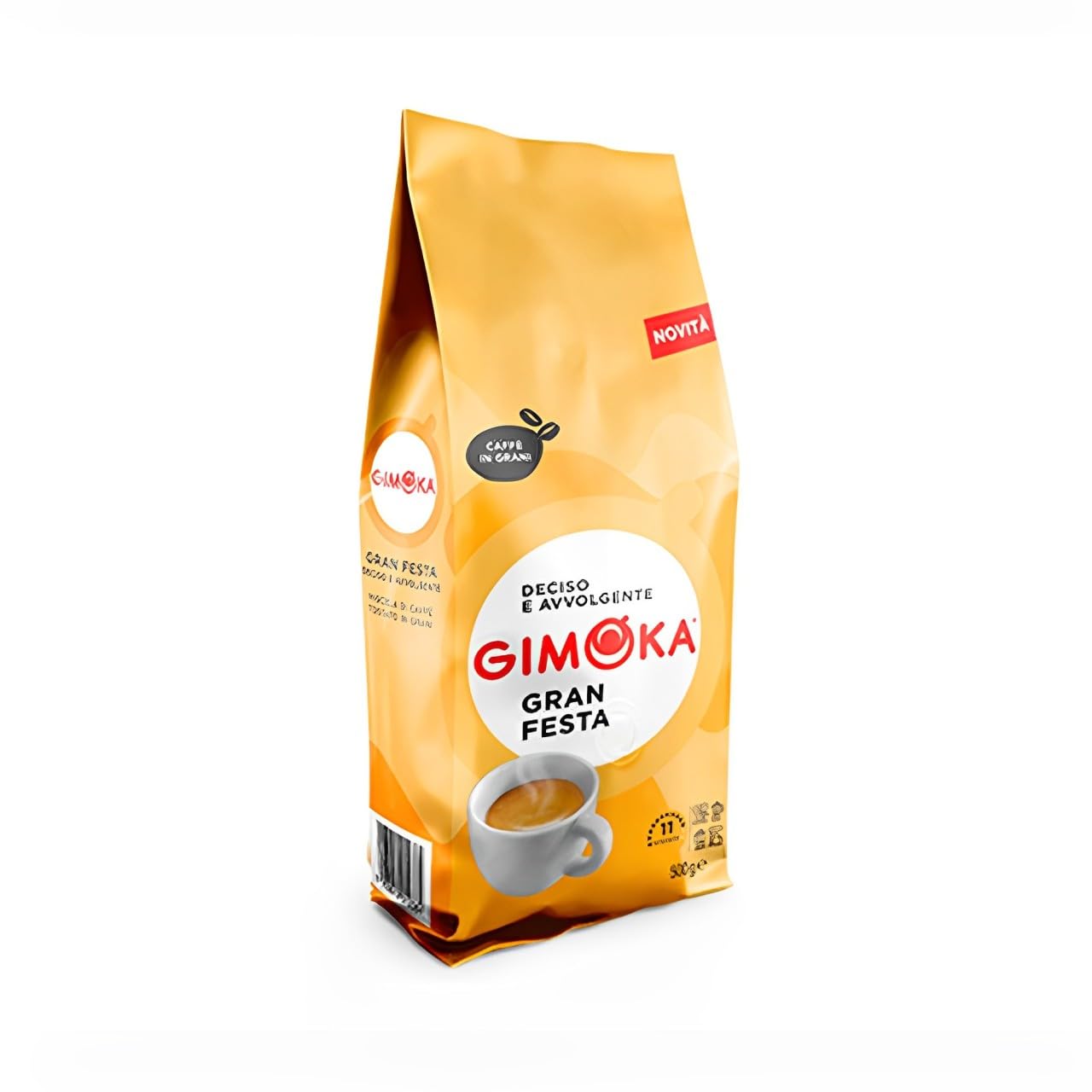Gimoka Gran Festa Whole Coffee Beans | Bold & Intense Blend | Dark Roast, Intensity 11 | Perfect for Strong Espresso, Moka Pot, and French Press | 500g Bag