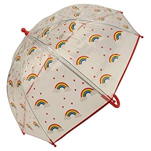 Atino Childrens Clear Umbrella with Fun Designs Multi Rainbow