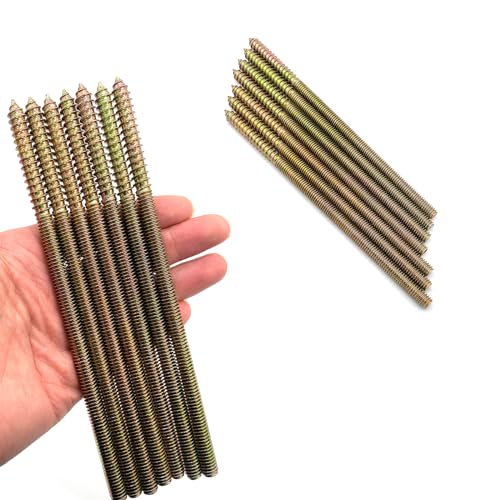 Image of 7 Pack 5 /16-18 x 7 Inch Hanger Bolts - Double Headed 5 /16-18 inch Wood Dowel Screw - Self-Tapping Furniture Screws - Double Threaded Rods 177.8mm Length