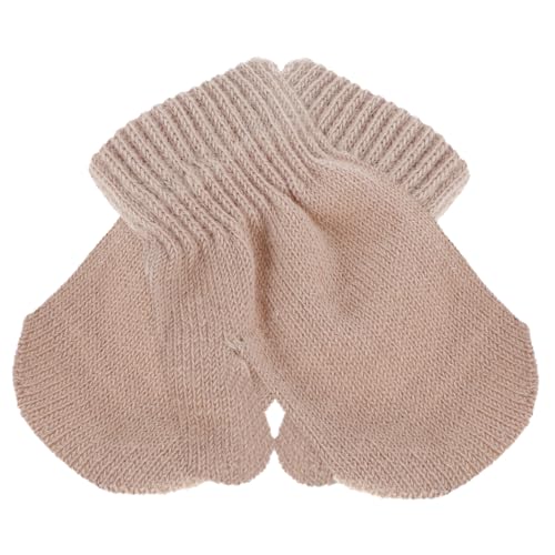 Winter Mittens Extra Thick Gloves for Boys and Knitted Design for Cold Weather Protection Fashionable Light Brown Color Kindergarten and Casual Outings