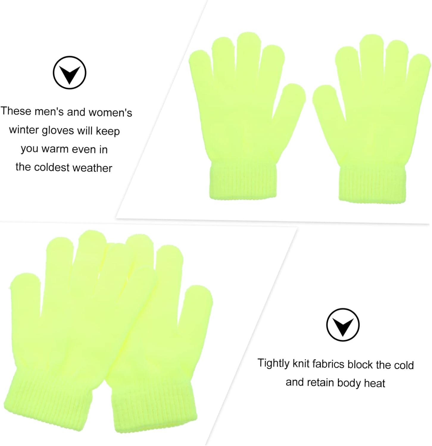 OUNONA 4 Pairs Fluorescent Winter Riding Gloves Versatile Warm Knitted Gloves for Outdoor Hiking Breathable Soft Material with Reflective Safety for Cold Weather