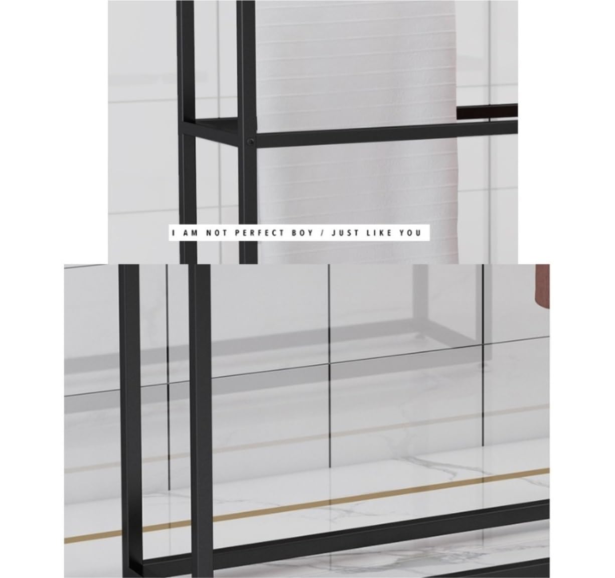 Portasciugamani Portasciugamani da Terra in Metallo A 2 Livelli per Bagno Soggiorno Lavanderia Piantana(White,65 * 20 * 110cm)