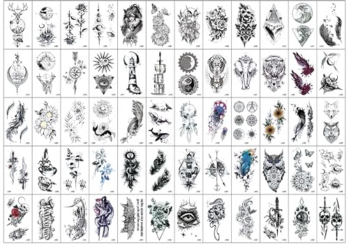 60 Fogli Creativi Nero Piccola Corona Infinito Triangolo Tatuaggi Finti Per Uomini Donne Realistici Stelle Lettere Tatuaggi Per Bambini Tatuaggi Temporanei Impermeabile Braccio Mano Viso Dito Collo