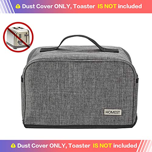 Homest Toaster Dust Cover With Pockets Compatible With Cuisinart 2 Slice Toaster, Can Hold Jam Spreader Knife & Toaster Tongs, Dust And Fingerprint Protection, Grey #TOP2