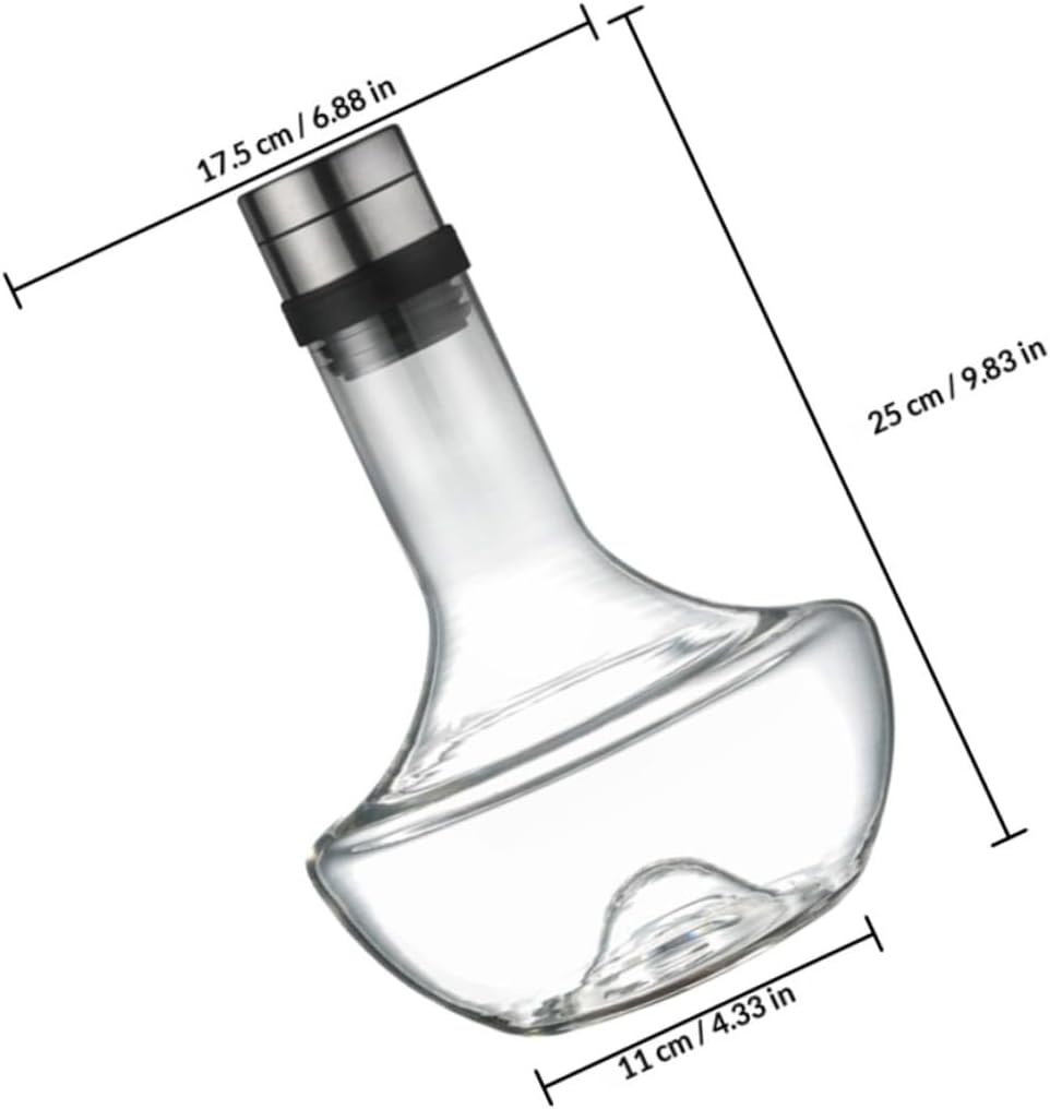 GARVALON Handblown 1000ml Glass Wine Decanter Large Handheld Fast Aerator for Red Wine and Brandy Suitable for Home Bar and Dining