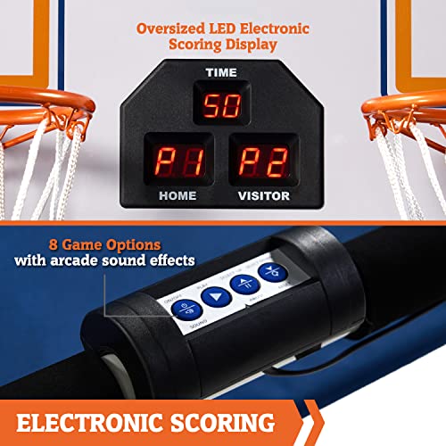 Hall of Games Classic EZ Fold Arcade Basketball Game, Blue,Orange,White