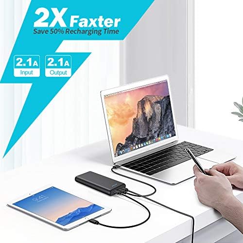 Power Bank, Pxwaxpy Portable Charger [26800mAh Newest Version] High Capacity External Battery Pack with 4 LED Lights Ultra Compact Quick Charge Power Banks for Smart Phone, Tablet and More (Black)