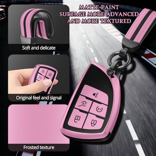 Image of For Chevy /GMC Key Fob Cover Accessories, Matte TPU Material, With a Cute Leather Keychain, for Silverado Sierra Tahoe Suburban Equinox Traverse Yukon Denali Terrain Acadia