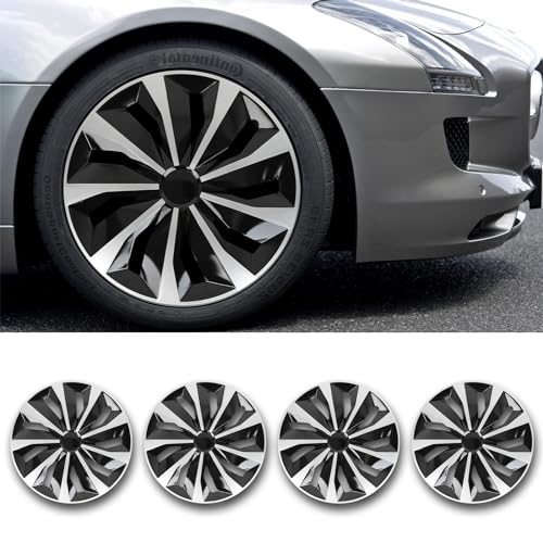 DREAMIZER 16 Inch Hubcaps Set Universal Wheel Rim Covers Replacement Snap on Hub caps Silver Black Full Hubcaps Set of 4 Compatible with Honda Toyota Corolla Nissan Most Cars SUV Truck by DREAMIZER - Image 9