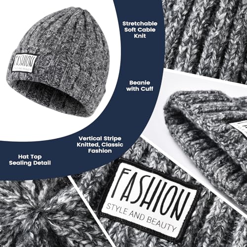 Women Winter Hat Beanie+Long Scarf+Touch Screen Gloves Set, Warm Clothes Set with Knit Fleece Lined for Women/Men Winter3