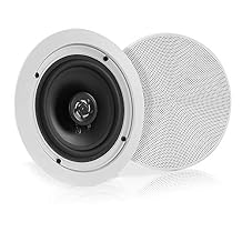 Pyle 5.25 Pair Bluetooth Flush Mount In-wall In-ceiling 2-Way Speaker System Quick Connections Changeable Round/Square Grill Polypropylene Cone & Polymer Tweeter Stereo Sound 150 Watt PDICBT552RD
