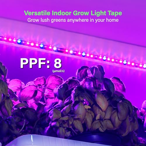 ZONE INDUSTRY CORP. Full Spectrum LED Grow Light Tape, 11.8 ft Flexible Strip Kit for Indoor Plants and Gardening, 24W Plug-in Design, Water Resistant