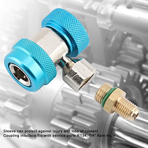 Acoplador rápido para aire acondicionado R134A, adaptador de conexión rápida para baja y alta presión, válvula extractora de núcleo (azul para baja presión) miniatura 4