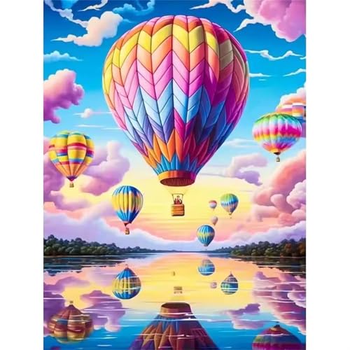 Peinture Diamant Montgolfière pour Salon : Kit Complet 5D Carré GOOFEI Déco Murale 65x45