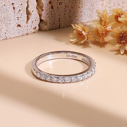 Ladylike Moissanite Wedding Band 925 Sterling Silver Wedding Rings 0.42ct D Color VVS1 Lab Created Half Eternity Stackable Anniversary Rings for Women4